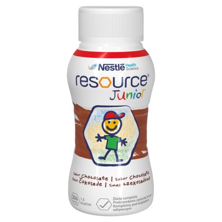 Nestlé Resource Junior Préparation nutritionnelle liquide pour enfants, saveur chocolat 800 ml (4 x 200 ml)