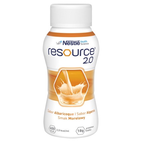 Nestlé Resource 2.0 Flüssiges Nährstoffpräparat, Aprikosengeschmack 800 ml (4 x 200 ml)