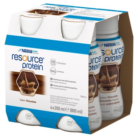 Nestlé Resource Protein Liquid nutriční přípravek, čokoládová příchuť, 800 ml (4 x 200 ml)
