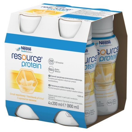 Nestlé Resource Protein Liquid nutritional preparation, vanilla flavor, 800 ml (4 x 200 ml)
