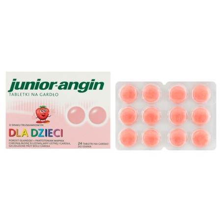 Junior-Angin Medizinprodukt, Halstabletten mit Erdbeergeschmack, 24 Stück