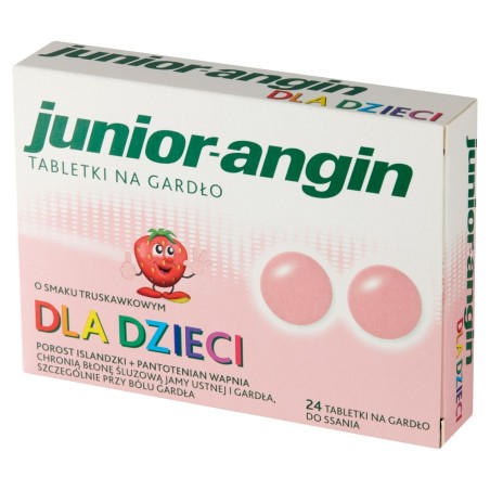 Junior-Angin Medizinprodukt, Halstabletten mit Erdbeergeschmack, 24 Stück