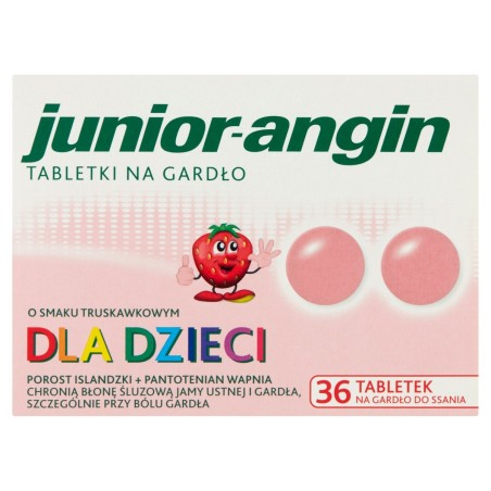 Junior-Angin Medizinprodukt, Halstabletten mit Erdbeergeschmack, 36 Stück