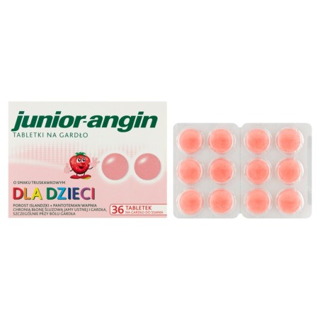 Junior-angin Medical device, throat tablets with strawberry flavor, 36 pieces