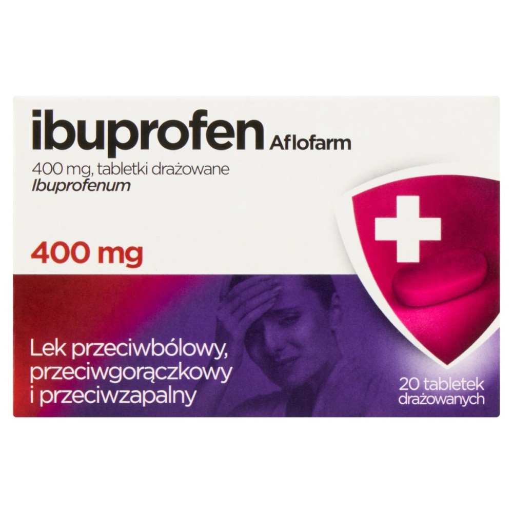 Ibuprofen 400 mg Lek przeciwbólowy przeciwgorączkowy i przeciwzapalny 20 sztuk