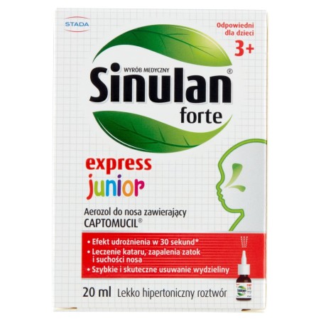 Sinulan Forte Express Junior Wyrób medyczny aerozol do nosa 20 ml