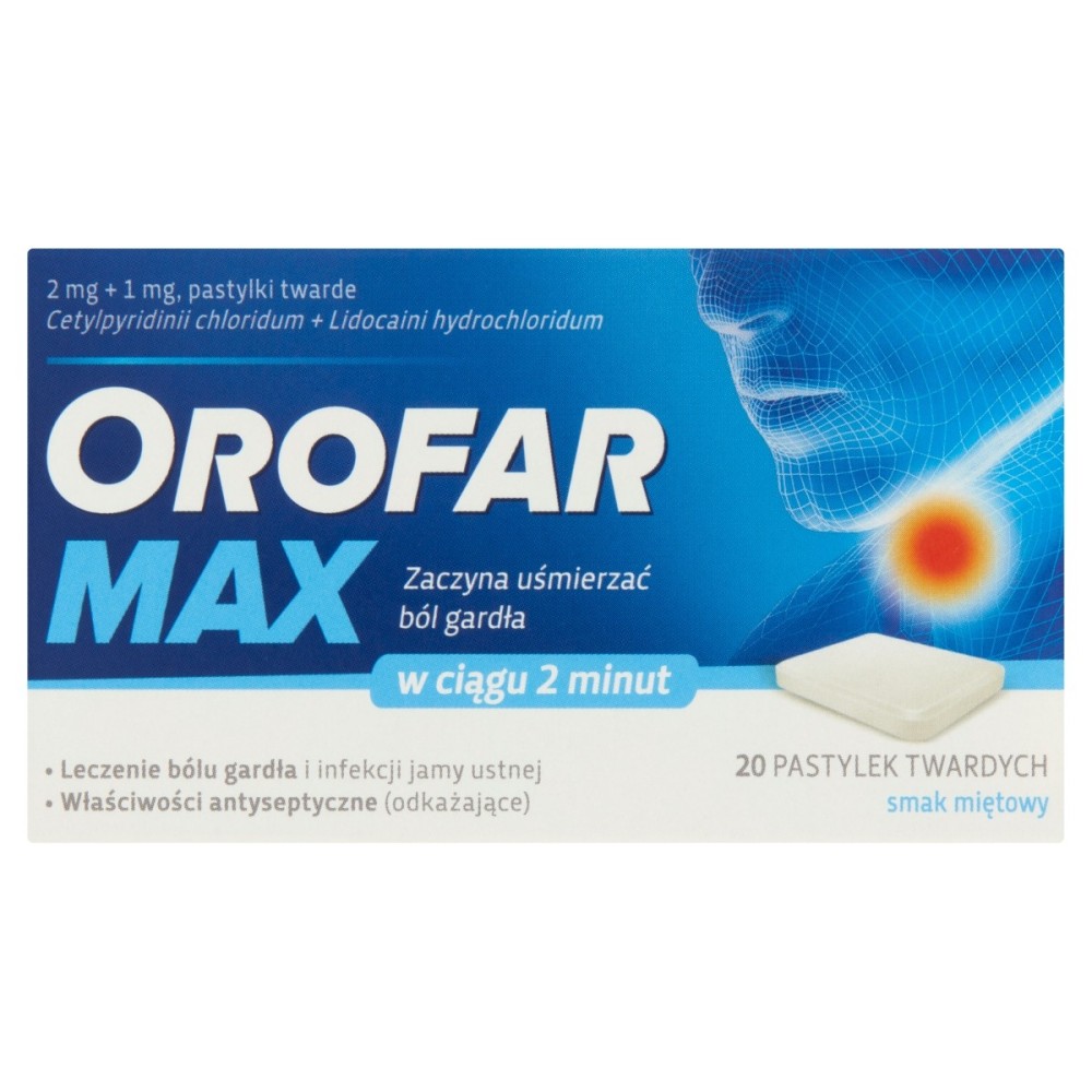 Orofar Max Pastilles, mint flavor, 20 pieces
