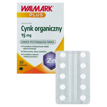 Walmark Plus Dietary supplement organic zinc 15 mg 9.0 g (30 pieces)