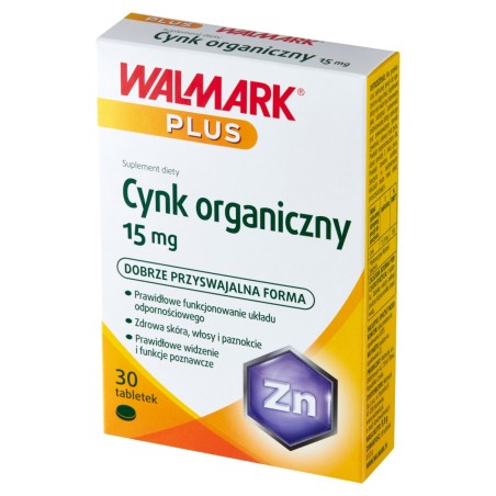 Walmark Plus Suplement diety cynk organiczny 15 mg 9,0 g (30 sztuk)