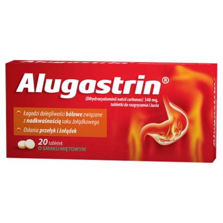 Alugastrin Dihydroxyaluminii natrii carbonas 340 mg Mint flavored medicine 20 pieces