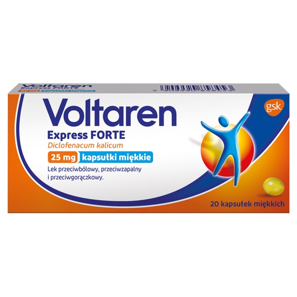 Voltaren Express Forte 25 mg Lek przeciwbólowy przeciwzapalny i przeciwgorączkowy 20 sztuk