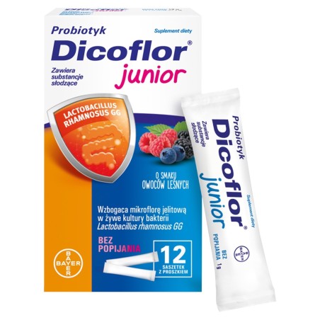 Dicoflor Junior Complément alimentaire probiotique à l'arôme fruits des bois 12 g (12 x 1 g)