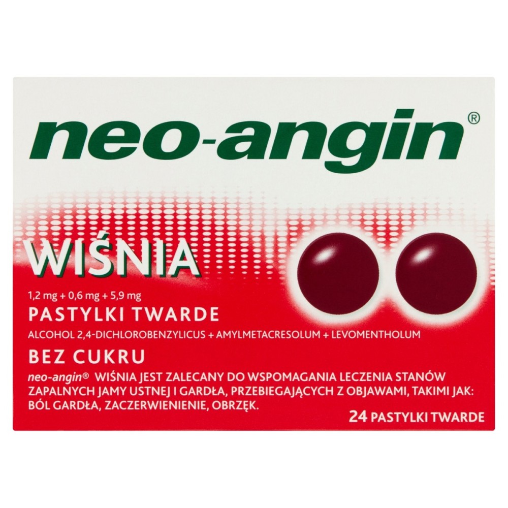 Neo-angin Hard pastilles without sugar cherry 24 pieces