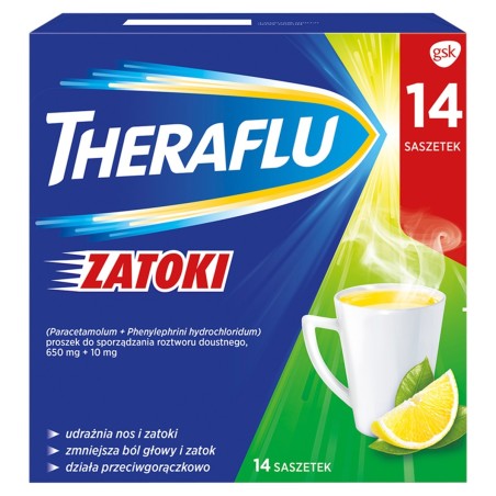 Theraflu Sinuses 650 mg + 10 mg Multi-component medicine 14 pieces