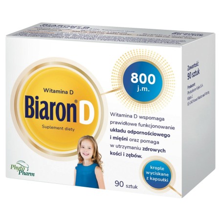 Biaron D Suplement diety witamina D 800 j.m. krople wyciskane z kapsułki 30 sztuk