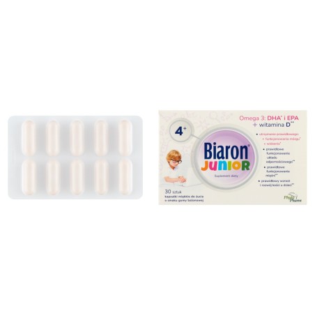 Biaron Junior Doplněk stravy měkké žvýkací kapsle s příchutí žvýkačky 30 kusů