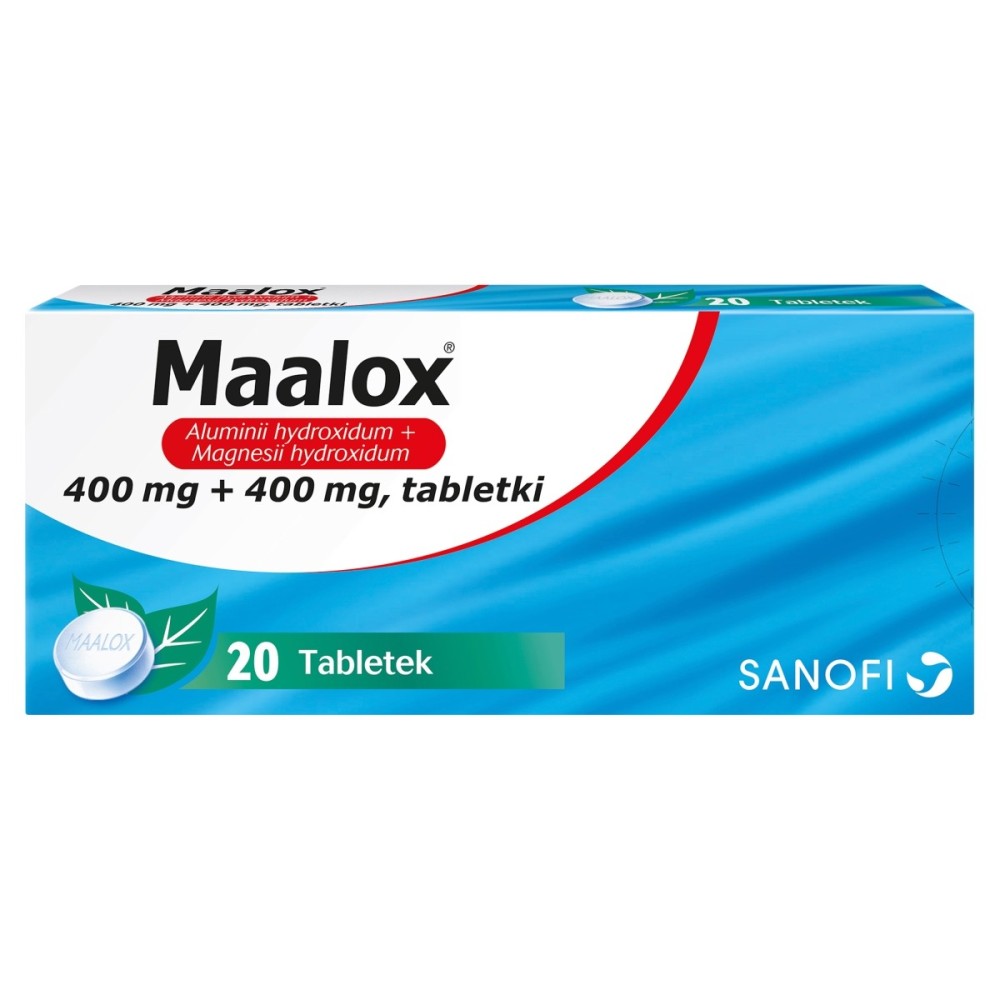 Sanofi Maalox 400 mg + 400 mg Tabletki 20 sztuk