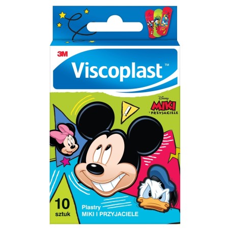 Viscoplast Mickey and Friends Decorated plasters for children 72 mm x 25 mm 10 pieces