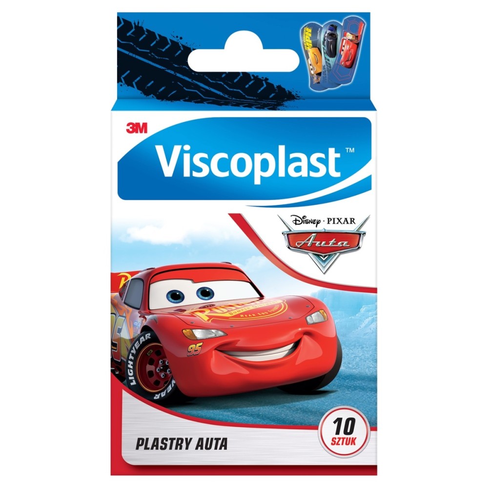 Viscoplast Cars Decorated plasters for children 72 mm x 25 mm 10 pieces