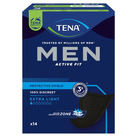 TENA Men Extra Light Black Anatomical inserts 14 pieces