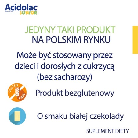 Acidolac Junior (bílá čokoláda) x 20 tablet.