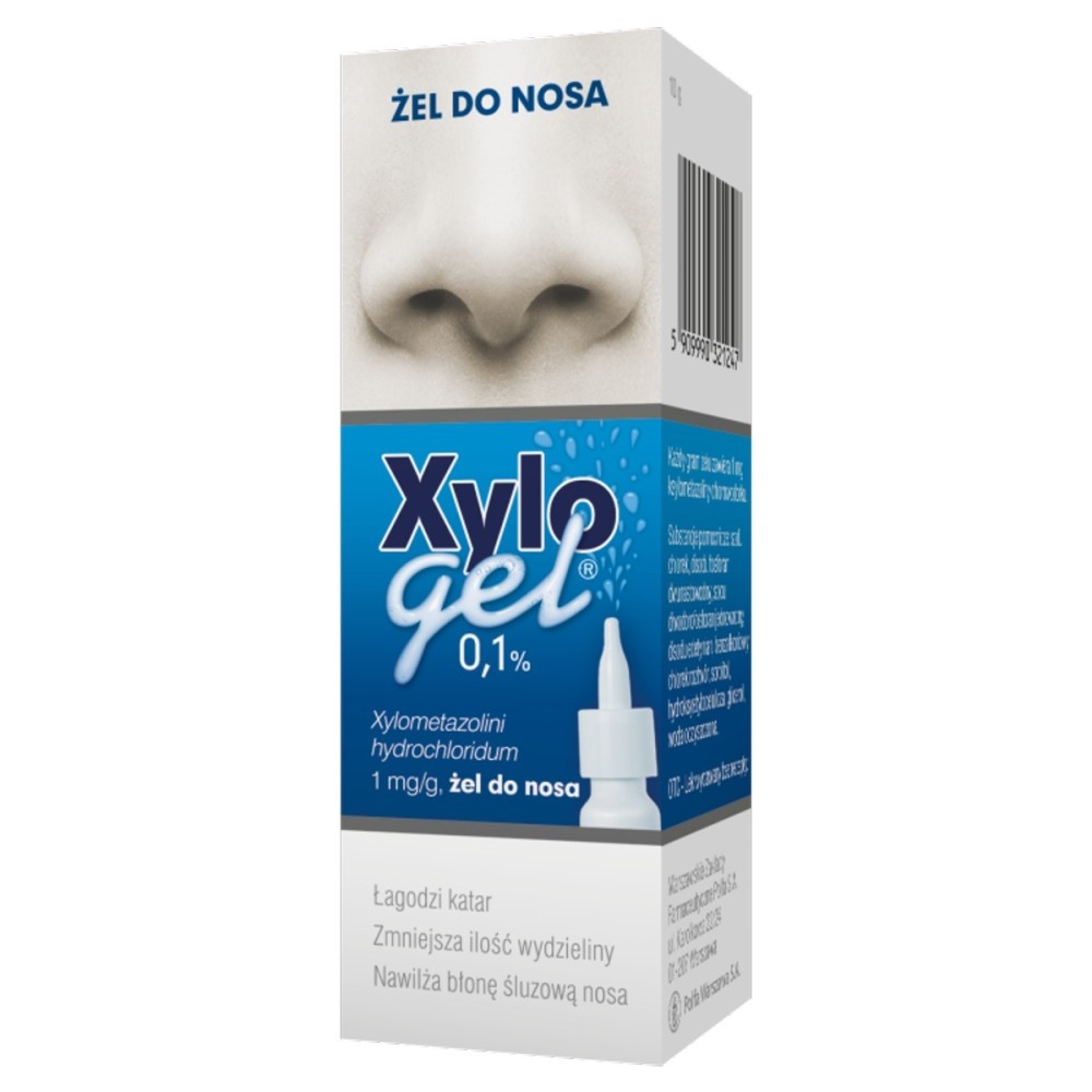 Xylogel 0,1%, nosní gel, 1 mg/g, lahvička. PET 10 g s dávkovačem