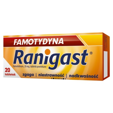 Famotydyna Ranigast 20 mg x 20 compresse. ciotola