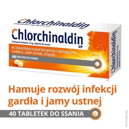 Chlorchinaldin VP, 2 mg, tabletki do ssania, 40 sztuk