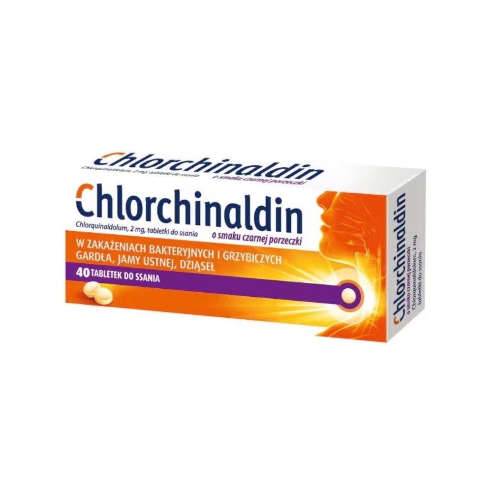 Chlorchinaldin o smaku czarnej porzeczki 40 tabletek