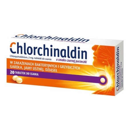 Chlorchinaldin o smaku czarnej porzeczki 20 tabletek