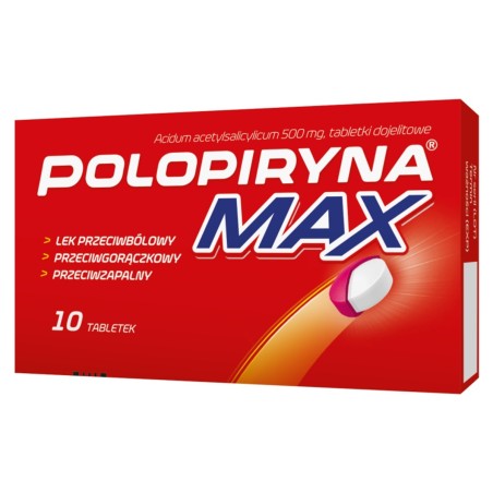 Polopiryna Max 500 mg x 10 comprimidos intestinos.
