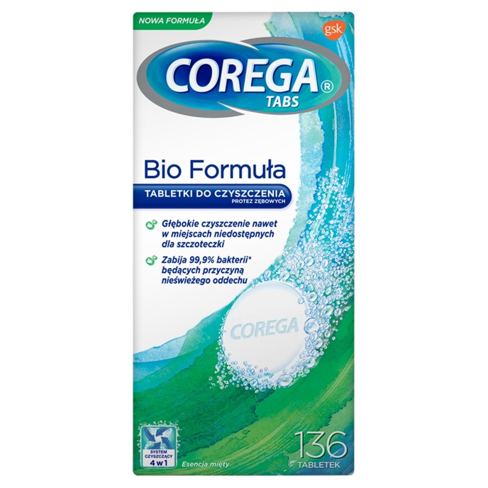 Corega Bio Formula Wyrób medyczny tabletki do codziennego stosowania 136 sztuk