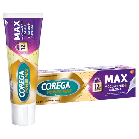 Corega Power Max Dispositivo médico, crema adhesiva para dentaduras postizas, sabor neutro, 40 g