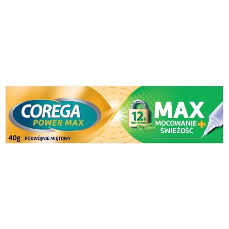 Corega Power Max Wyrób medyczny krem mocujący do protez zębowych podwójnie miętowy 40 g
