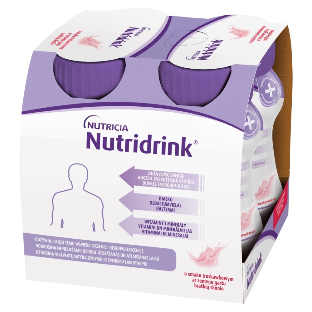 Nutridrink Potrava pro zvláštní lékařské účely jahoda 500 ml (4 x 125 ml)