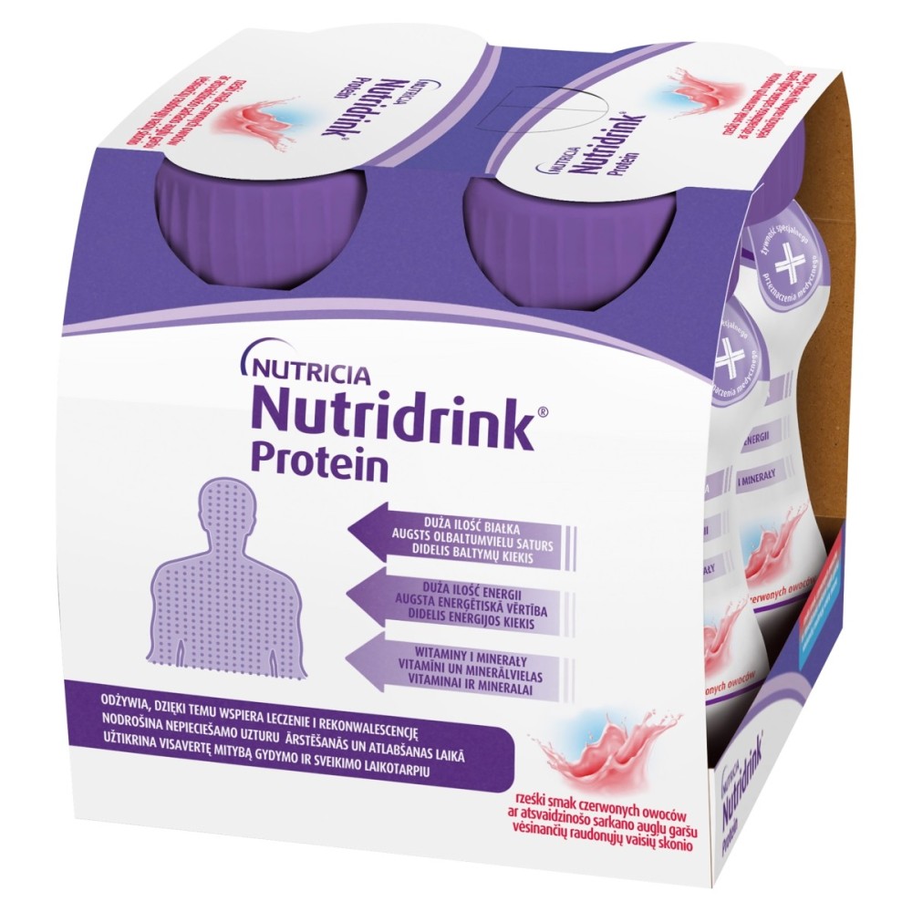 Nutridrink Aliment protéiné à usage médical spécial fruits rouges 500 ml (4 x 125 ml)