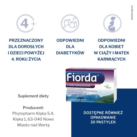 Fiorda Dietary supplement with blackcurrant flavor 60 pieces