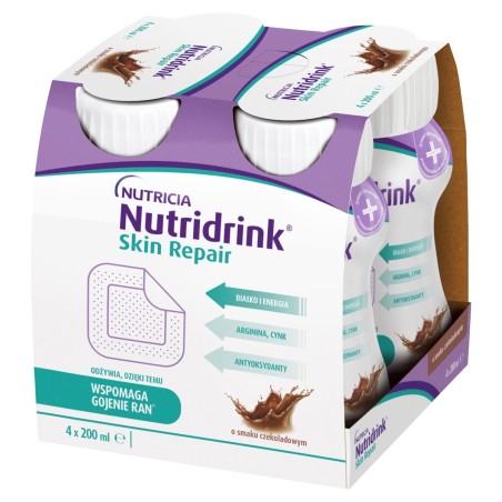 Nutridrink Skin Repair Lebensmittel für spezielle medizinische Zwecke Schokolade 800 ml (4 x 200 ml)
