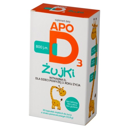 ApoD3 800 IE Nahrungsergänzungsmittel mit Orangengeschmack 12,8 g (30 Stück)