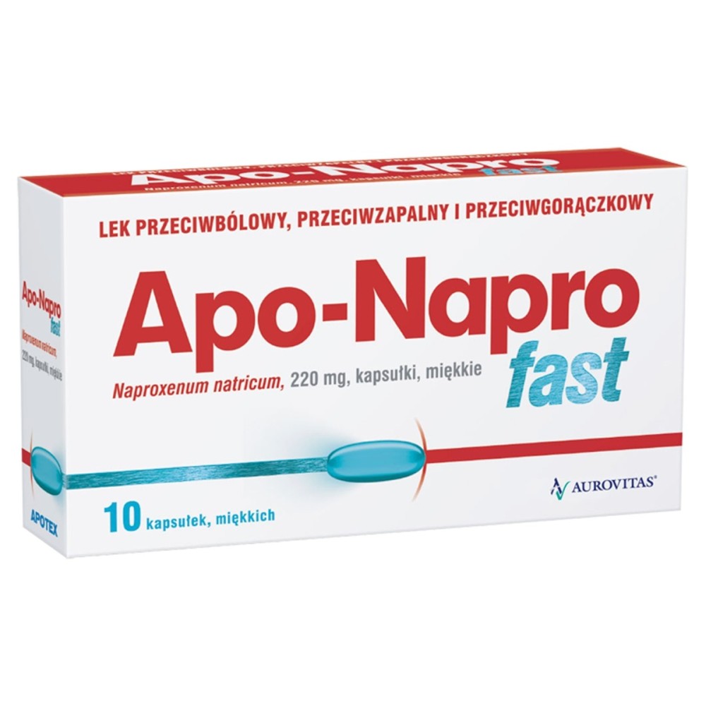 Apo-Napro fast 220 mg Lek przeciwbólowy przeciwzapalny i przeciwgorączkowy 10 sztuk