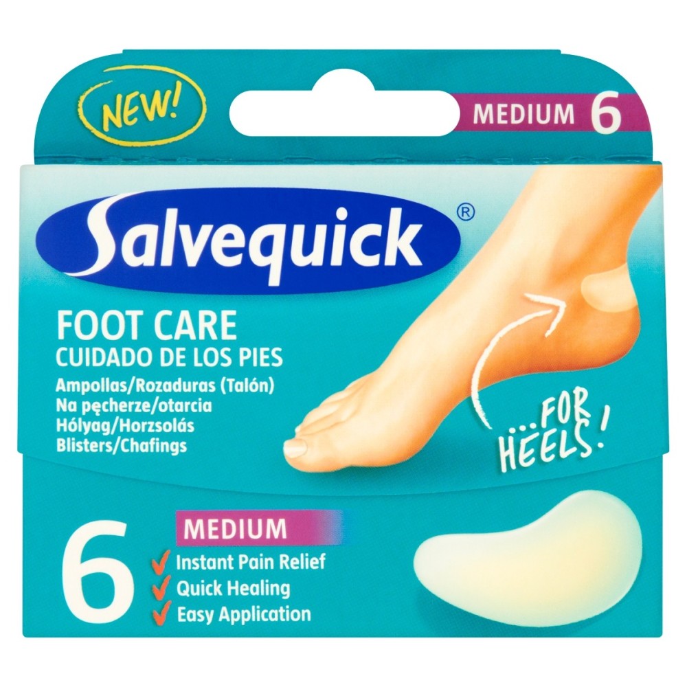 Salvequick Foot Care Medium Pansements pour ampoules et écorchures, 6 pièces