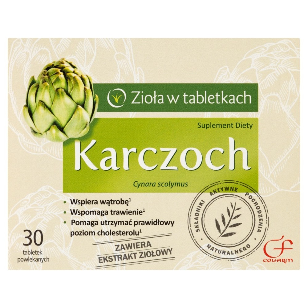 Colfarm Herbs in tablets Artichoke Dietary supplement 30 tablets