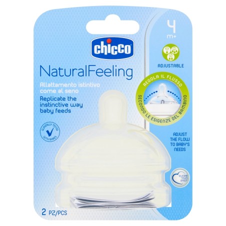 Chicco NaturalFeeling Silikonová savička na láhev 4 m + 2 kusy
