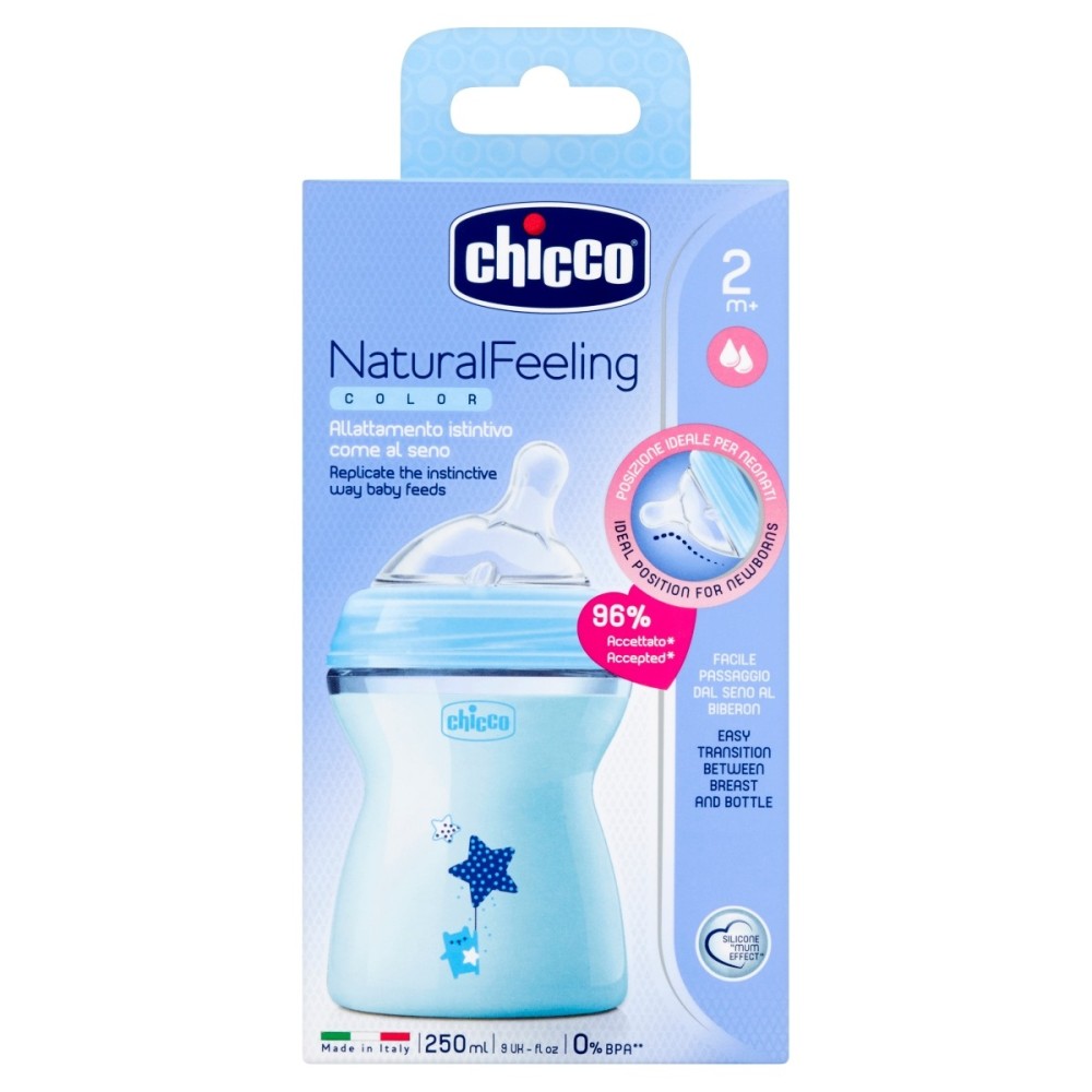 Chicco NaturalFeeling Color Butelka plastikowa 250 ml  2m+