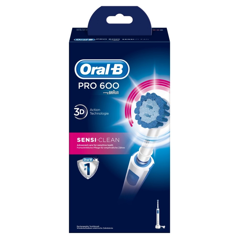 Oral-B PRO 600 Sensi-Clean Szczoteczka elektryczna do zębów stworzona w technologii Braun