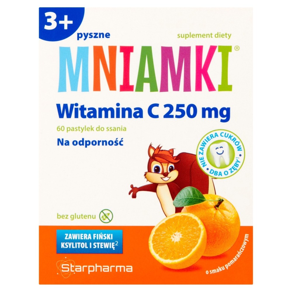 Starpharma Mniamki 3+ Suplement diety witamina C 250 mg o smaku pomarańczowym 60 g (60 sztuk)