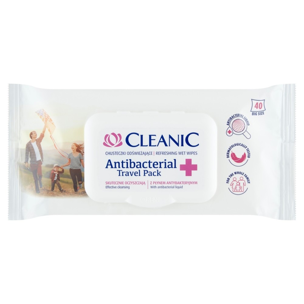 Cleanic Antibacterial Travel Pack Lingettes rafraîchissantes 40 pièces