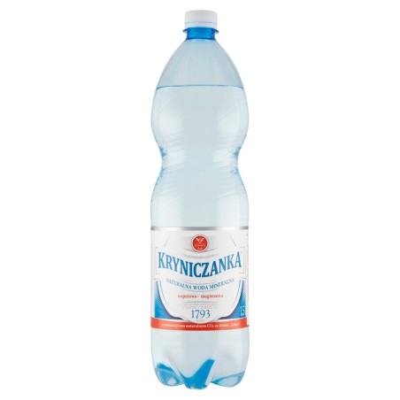 Kryniczanka Agua mineral natural, altamente mineralizada, altamente saturada, 1,5 l