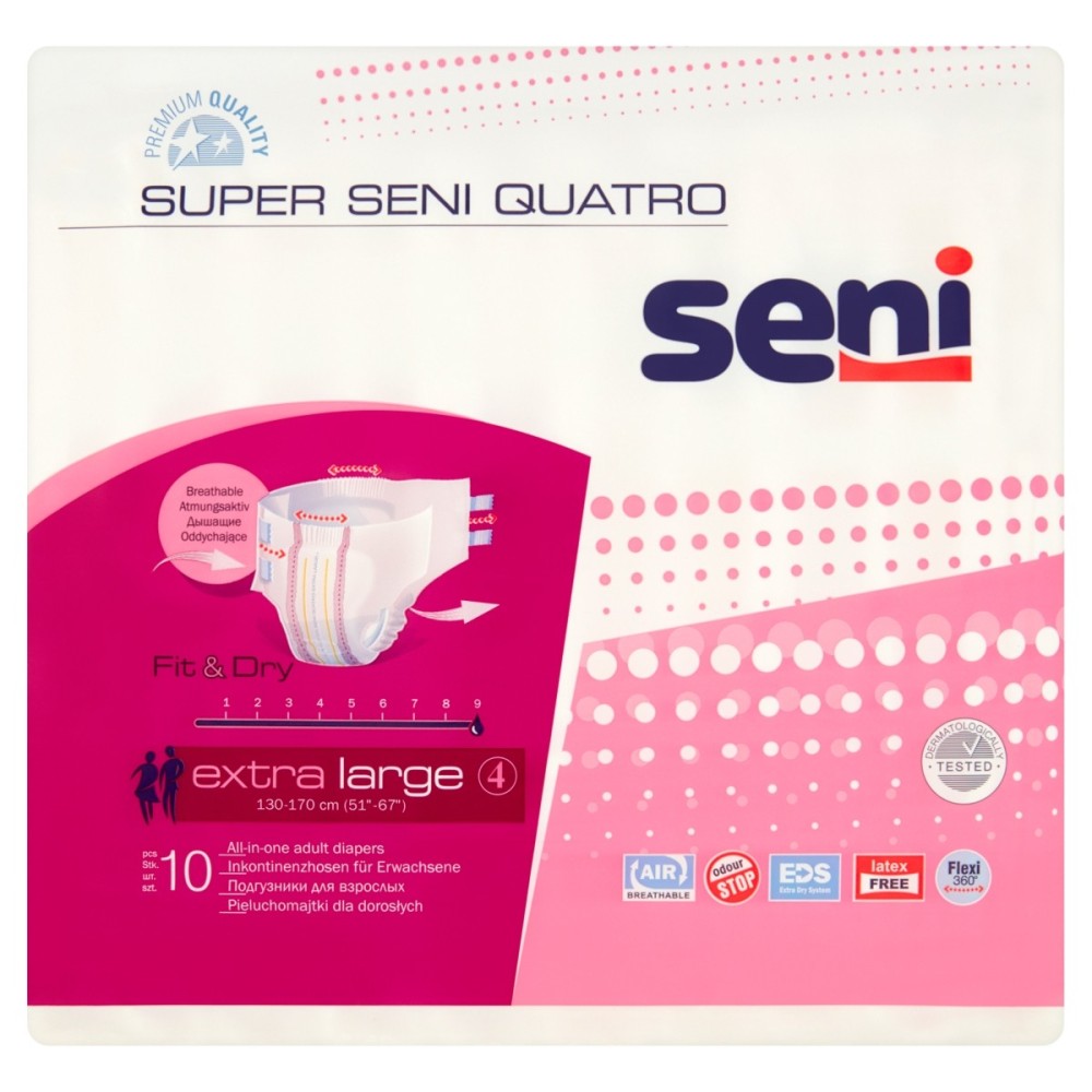 Seni Super Quatro Extra Large Diapers for adults, 10 pieces