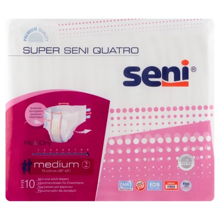 Seni Super Quatro Medium Diapers for adults, 10 pieces